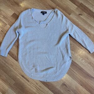 Express Light Oatmeal V-Neck Sweater